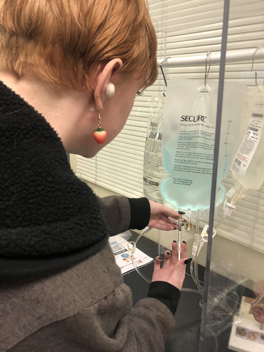 Learning about &amp; preparation of IV nutrition (TPN) for patients who can’t eat solid food. Food coloring added for fun. <a href="/APSCareerCenter/">Arlington Career Center</a> <a href="/arlingtontechcc/">Arlington Tech</a> <a href="/APS_CTE/">Arlington CTE</a>