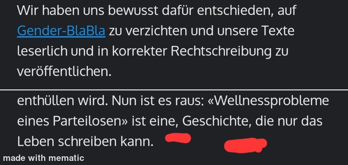 Fudilochner's tweet photo. @landesspiegel so: GeNdErN mAcHt LeSeN sChWeR, ma ka afd ned flüssend lesa 😭
Oh dr Landesspiegel: https://t.co/PzVI6CGNgq