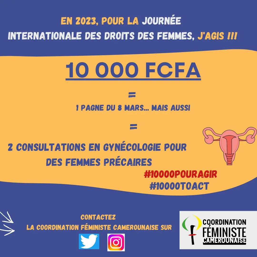 Fm1Camerounaise's tweet photo. Selon les expert.e.s en santé reproductive, il est recommandé pour chaque femme d'effectuer au moins 2 consultations gynécologiques par an. Cela reste hors d'accès pour bon nombre de femmes au Cmr. 

Donner #10000POURAGIR c'est participer à l'accès aux soins 1 femme
#10000TOACT https://t.co/pzhUQQfufl