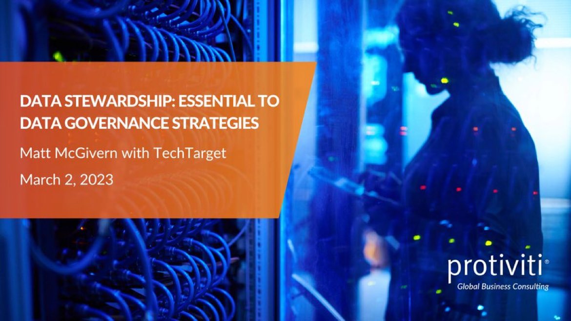 ProtivitiOman's tweet image. After establishing a #DataGovernance program, companies should also consider investing in a data steward, says Protiviti’s Matt McGivern. Find out why via @TechTarget: ow.ly/hxhu50NhhKm #ProtivitiTech