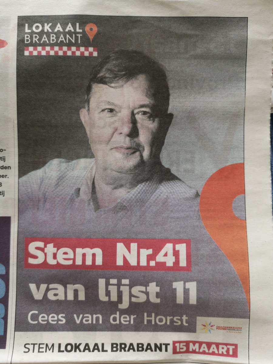 Niet beïnvloed vanuit Den Haag met Bredaas lokaal hart tóch een lijntje hebben op lijst #lokaalbrabant in de provincie. Dat biedt #BredaBeslist lid Cees van der Horst op lijst 11, nr 41.
Ook de leden Dick Vuijk(26) en Harry Broere(45) komt u tegen. #provincialestatenverkiezingen