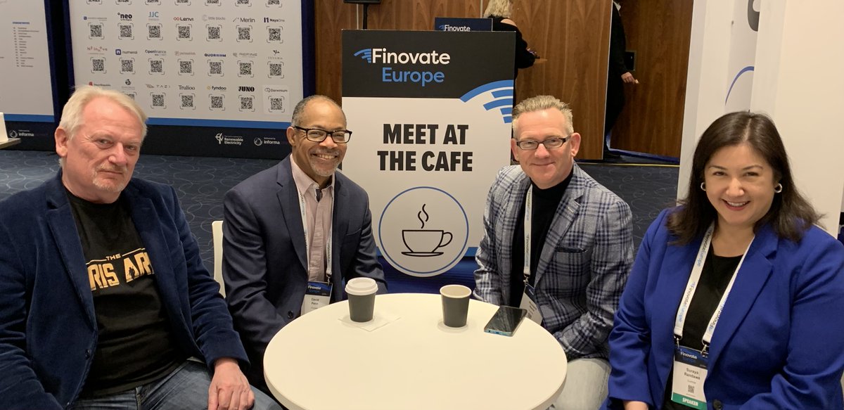 janjaapomvlee's tweet photo. Breakfast Briefing at @Finovate Europe #O2 #London with the amazing @Chris_Skinner and @fintechcomms #RichardNeve and the wonderful #Finovate staff #David #Suraya #fintech #meetatthecafe #FinovateEurope @InterConTheO2 #hospitality @InterConHotels https://t.co/fLPEPdYOdQ