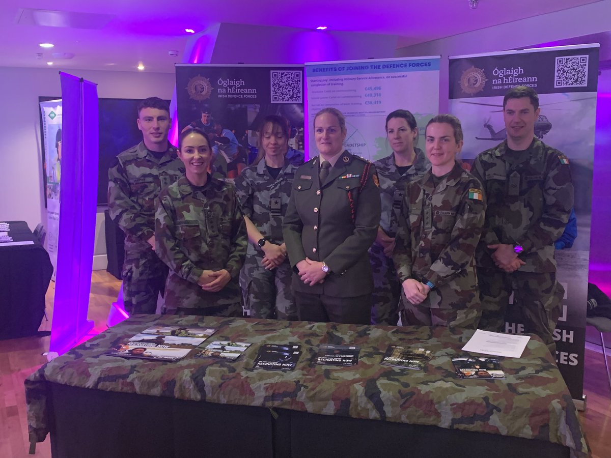 The @defenceforces at the @WomeninSTEM23 summit in @CrokePark today. 3 great panellists, Capt Jane O’Neill, Comdt Karen Rynn & Lt Cdr Elaine Moloney speaking to @sonyalennon about their @DF_Engineers careers!!! 
#BeMore #WomenInSTEM