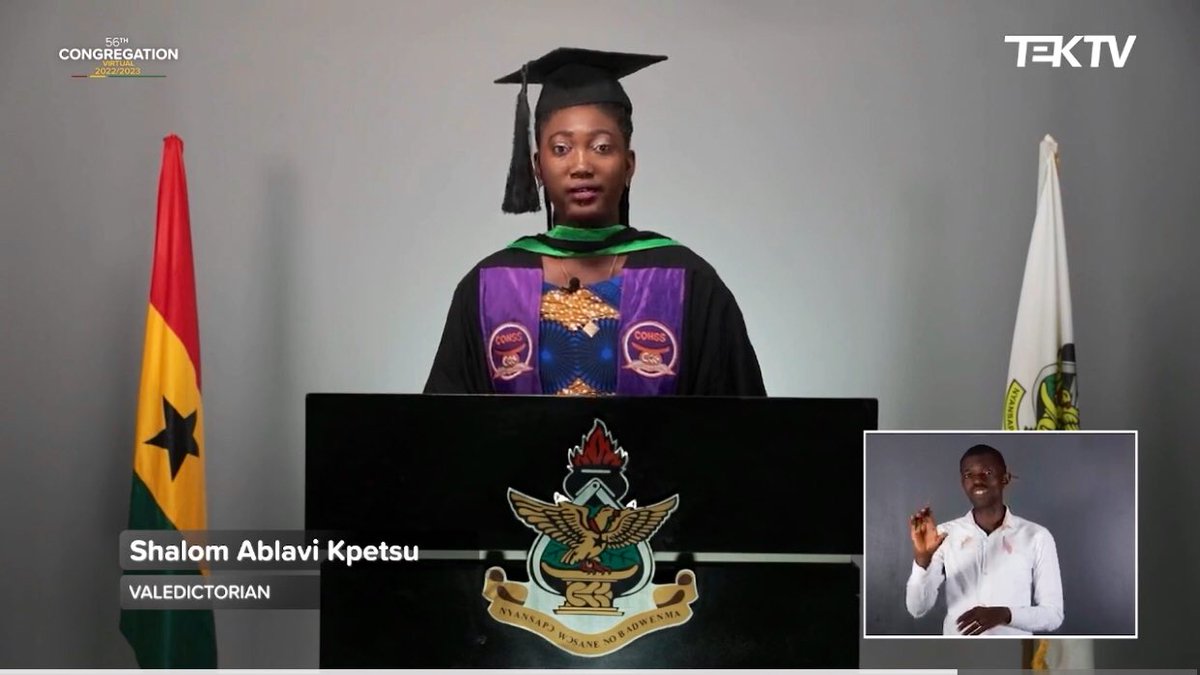 Thevokofficial's tweet photo. 📍📍ATTENTION GENERAL PUBLIC📍📍

Shalom Ablavi Kpetsu, a past student of KETA SHS has been named the Valedictorian of the KNUST 56th Congregation at the College of Humanities and Social Science with a CWA of 84.61

She emerged as the overall best student out of 2739 Graduands🥇 https://t.co/Rjre1z1sx5