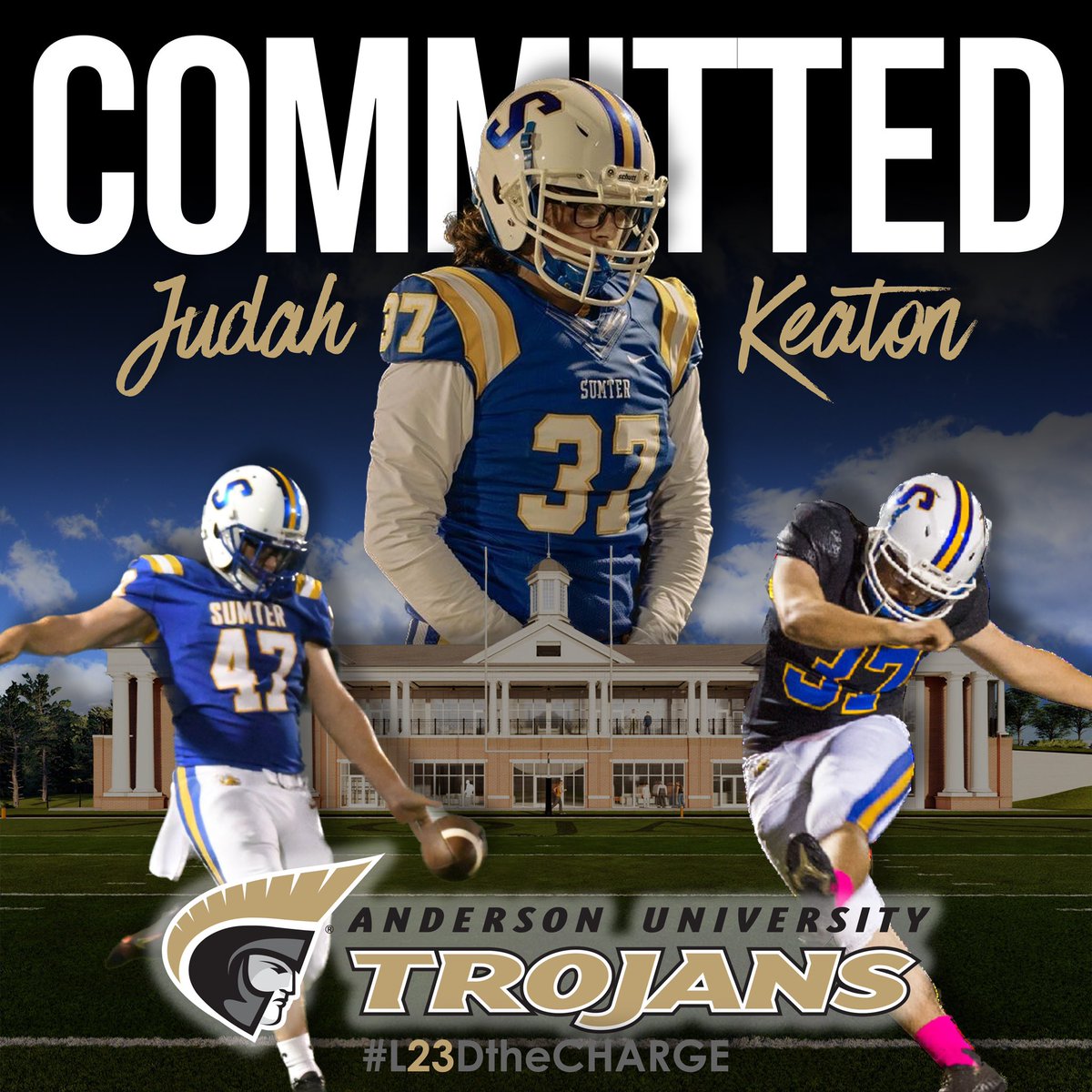 j_keaton17's tweet photo. 110% Commited!
#L23DtheCHARGE #TrojanArmy #Committed #ALLIN @sumtergamecocks @SumterRecruits @SumterFootball @AUTrojansFB @bobby_lamb @SethStrick11 @malikchevry @coachhick https://t.co/dqCeNOWHh6