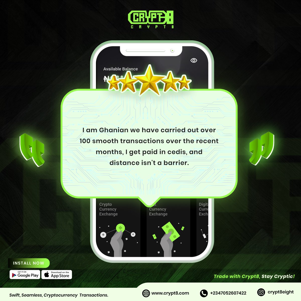 Crypt8eight's tweet photo. Here is what our Cryptic users have been saying about our services. 

Still in Doubt???

#exchange #bitcoin #crypto #websitedesign #webinvestor #digitallifestyle #digitopedia #staycryptic #digitalassets #giftcards #digitalinvestor #techlifestyle #nigeriantraders #africantraders https://t.co/wE1vVcC25y