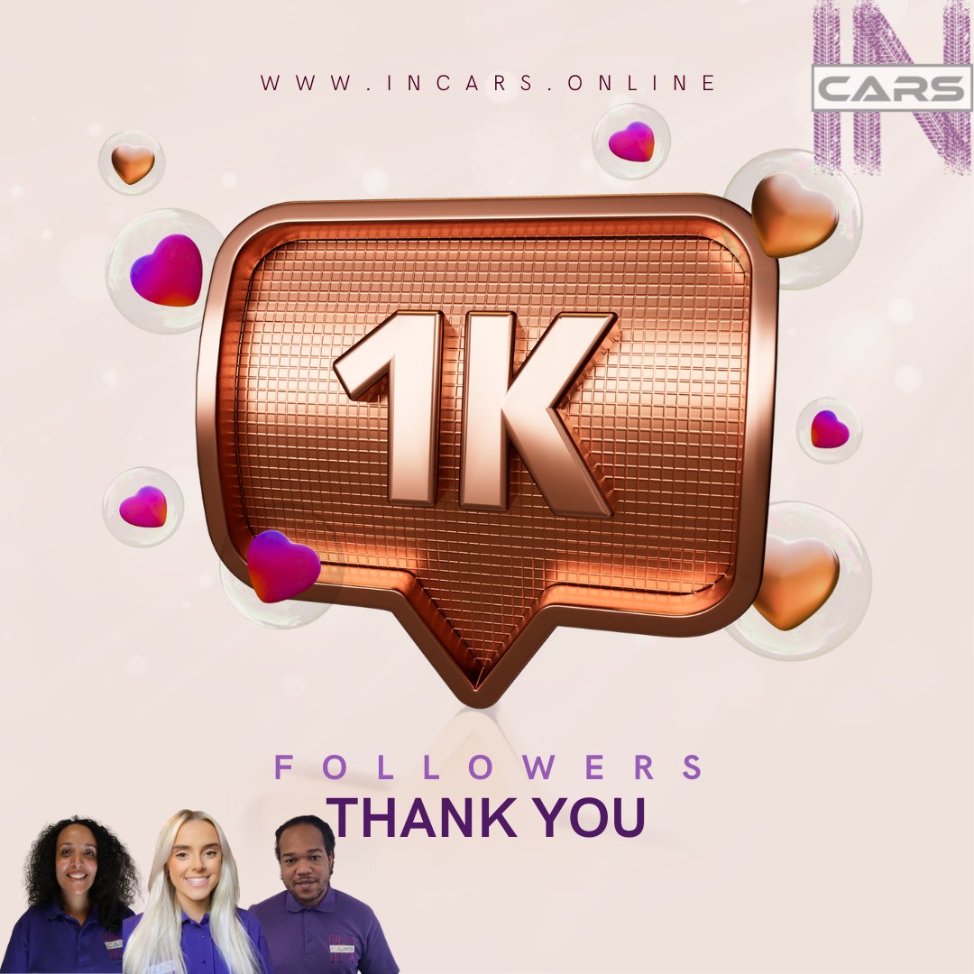 IncarsOnline's tweet image. 1K FOLLOWERS! 

Thank you so much to each and every one of our loyal followers! This might not be a big deal for some but here at InCars this is a huge milestone.

#incars #fyp #foryoupage #usedcar #auto #autotrader #sales #1k #1kfollowers