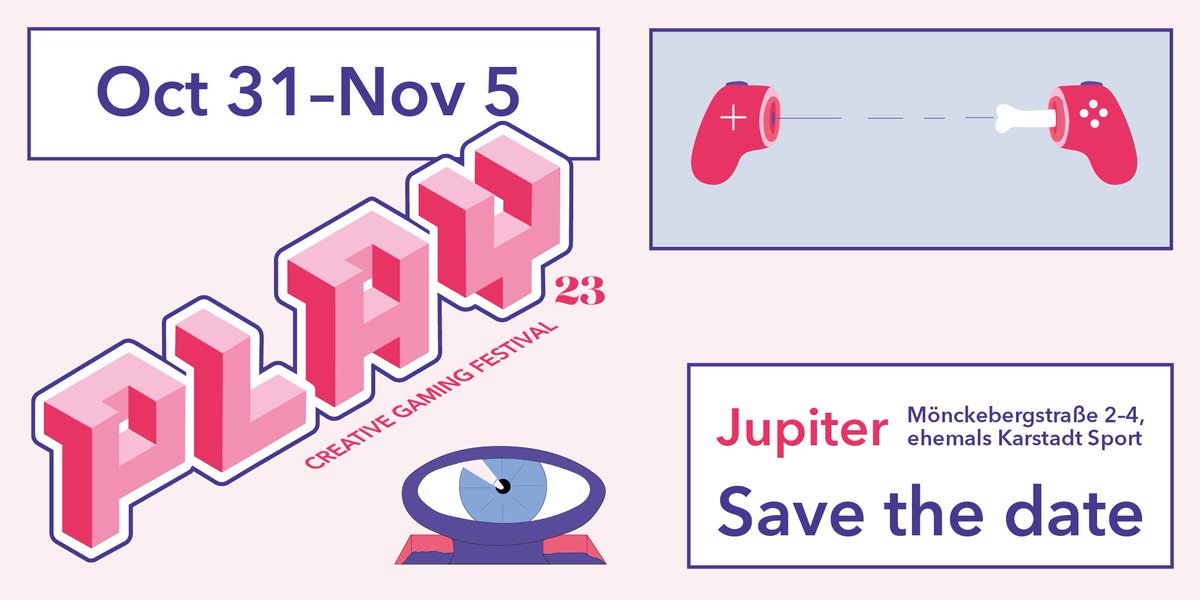 Save the date for #PLAY23! 
We will be back in Jupiter + Online from Oct 31 - Nov 5 and have the most fabulous topic for you this year! Can you guess 😭🥰🤯 ?

#games #interactivetheatre #performanceart #playfulmedia #festival #indiedev #hamburg #vr #ar #xr #gamestudies #twlz