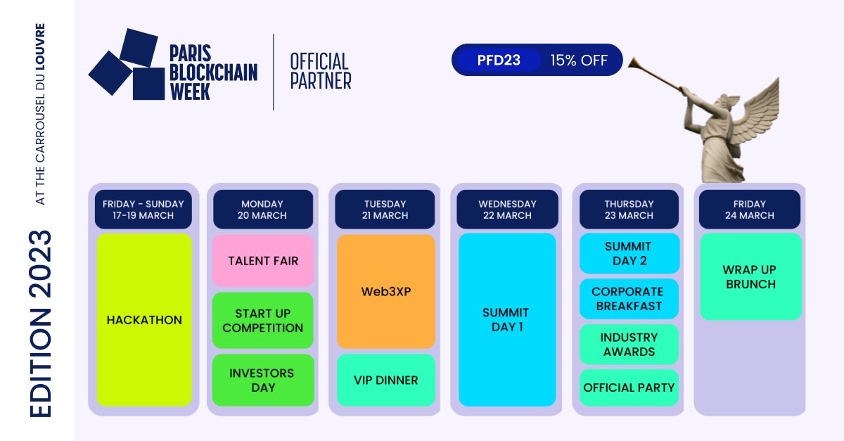 #RT <a href="/FRdigitale/">France Digitale</a>: Nous serons la semaine prochaine à la <a href="/ParisBlockWeek/">Paris Blockchain Week</a> ! 
Rejoignez nous et prenez votre place grâce au code France Digitale 👉 site.evenium.net/2fuqcgcm/regis…