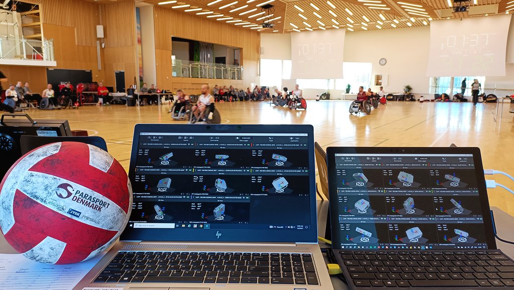 More behind the scenes with @NL_wheelpower, this time at the wheelchair rugby Musholm Cup with a wireless network of 18 x-IMU3s.  #parasport #wheelchair #wheelchairrugby