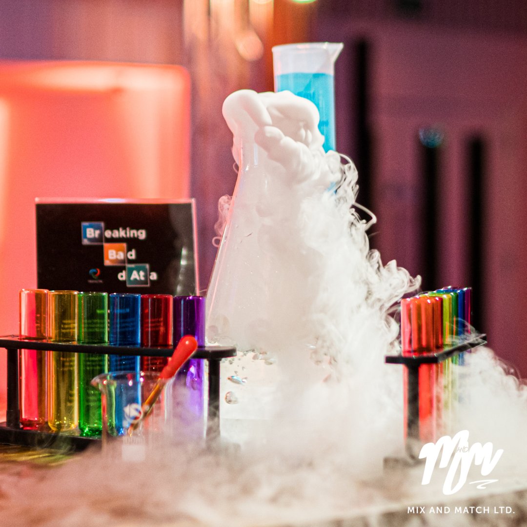 mixandmatchltd's tweet photo. What do Breaking Bad and mixology have in common? 💥

A whole lot of science and chemistry 🧪

With lab equipment and LOADS of dry ice, we cooked up a mind-blowing menu of bespoke cocktails for our client who was hosting a corporate party for @Trifacta. https://t.co/MJAB2Fe56t