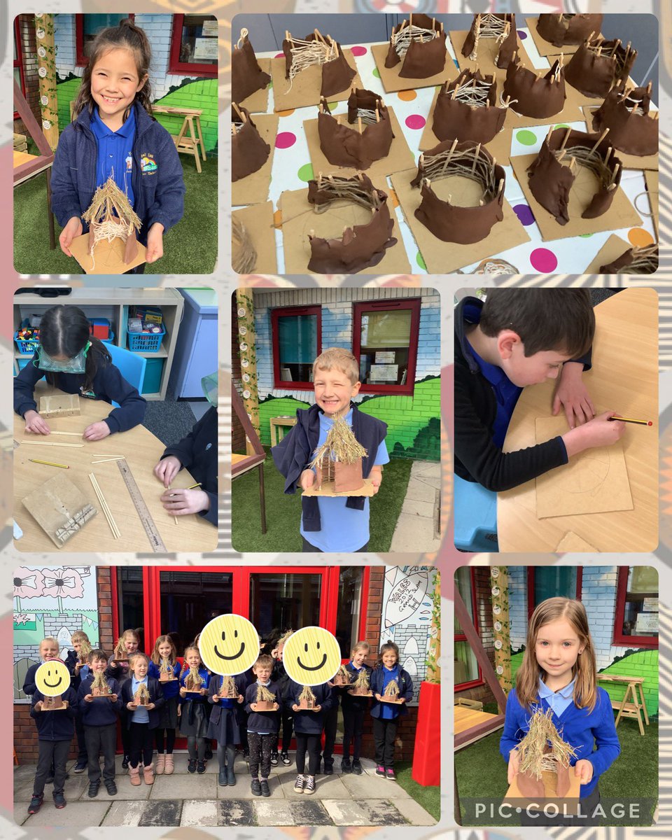 Dosbarth Mercury have been just like Creative Connor and have built their own Celtic roundhouses. We researched and tested the  materials, followed our final designs and were resilient when the building got tricky! Look at our masterpieces 🌟🤩🛖 #ambitiouscapablelearners
