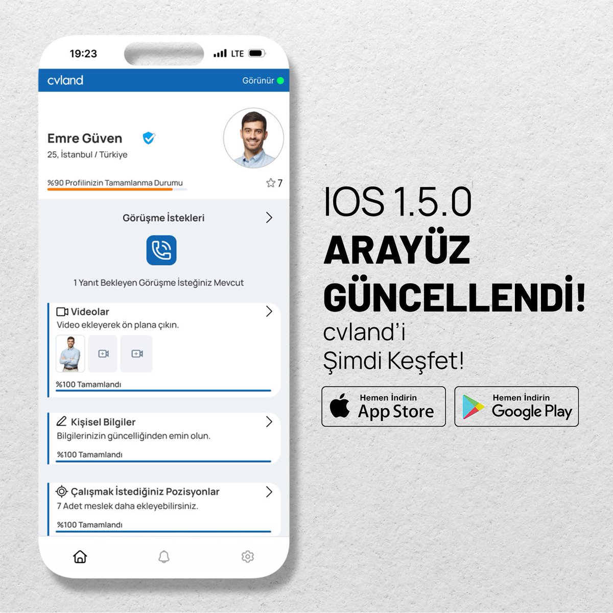 cvlandapp's tweet photo. IPhone kullanıcılarına güzel bir haberimiz var... IOS 1.5.0 Güncellemesi yayınlandı. İş ve personel bulmayı hiç olmadığı kadar kolay bir hale getiren yeni nesil cvland'i hemen keşfet! #işsenibulacak #cvland 

Şimdi Keşfet!
https://t.co/qOhKqKVBGH https://t.co/PBJ54lV950