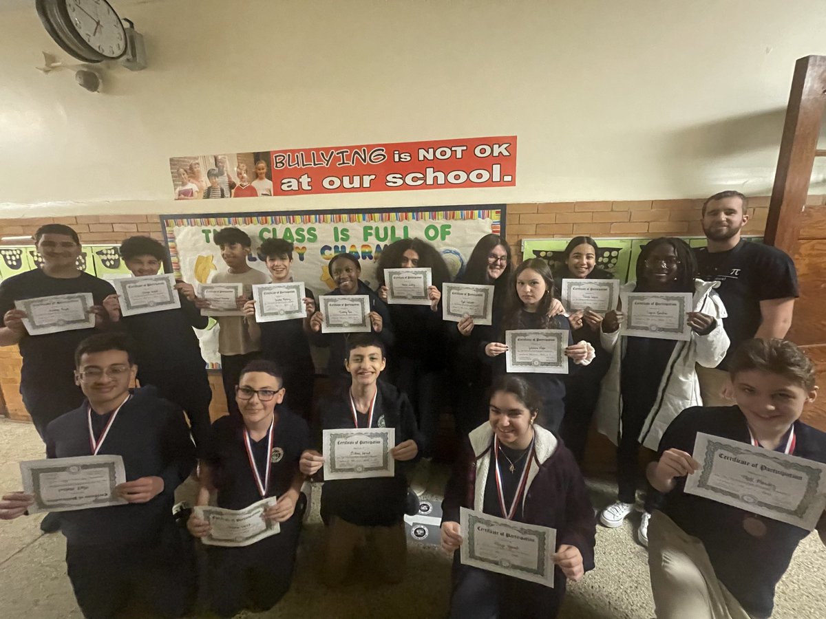 DonohoeSchool's tweet photo. Congrats to Okeen Sorial, Mark Ghobrial, Phelopater Wasef, Mary Yacoub, and Max Mendez for placing in 3rd place in the district wide Math Olympiad team competition! ⁦@BayonneBOE⁩ https://t.co/hm2spWyVev