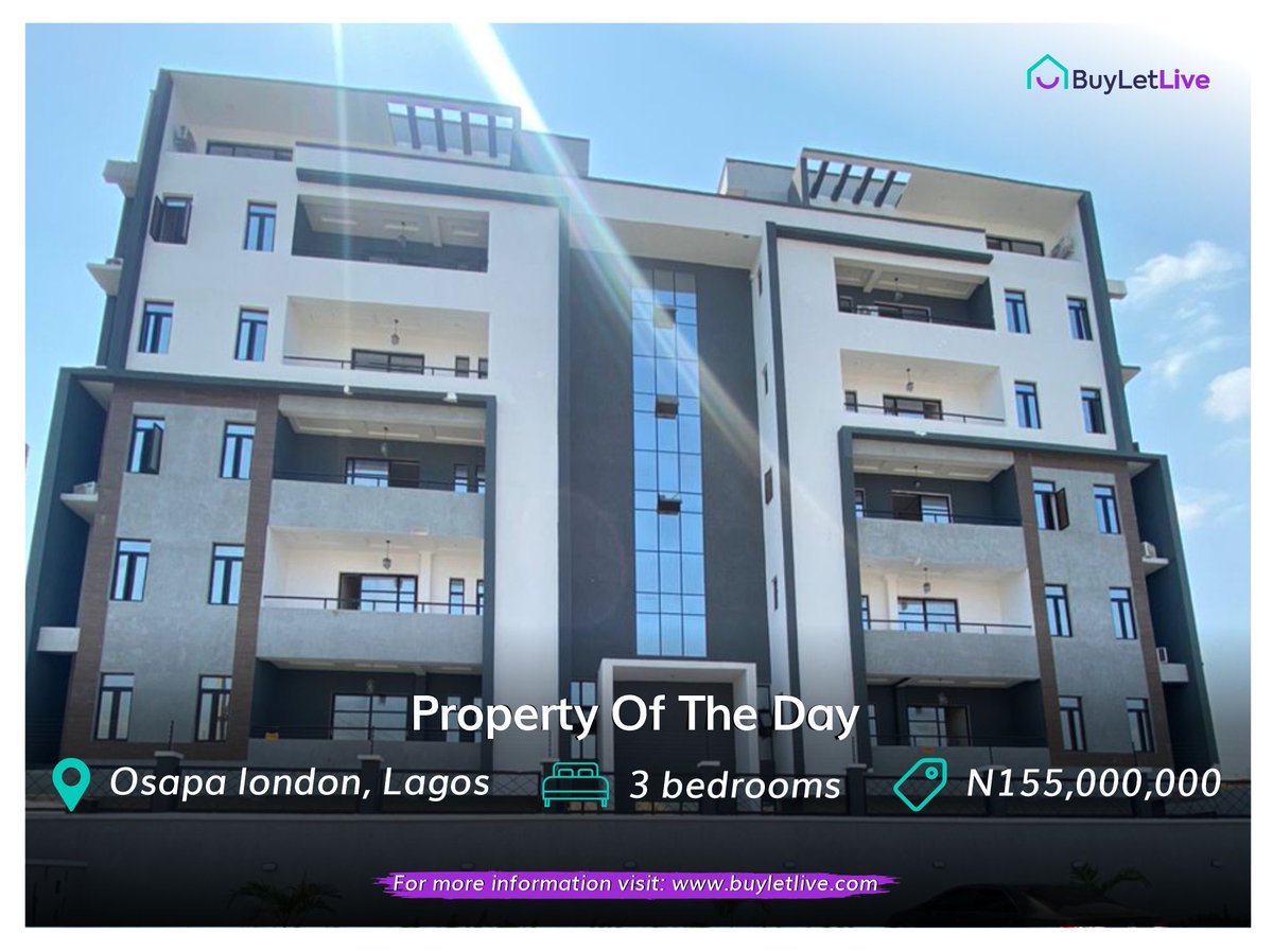 BuyLetLive_'s tweet photo. Featured property of the day.
3 Bedroom Terraced Duplex for sale
Location: Osapa London, Lekki, Lagos.
Price: N155,000,000.
For more information, visit: https://t.co/A8sZFpqH1r
#BuyLetLive #realestate #verified #verifiedagent https://t.co/Y4b5abmJec
