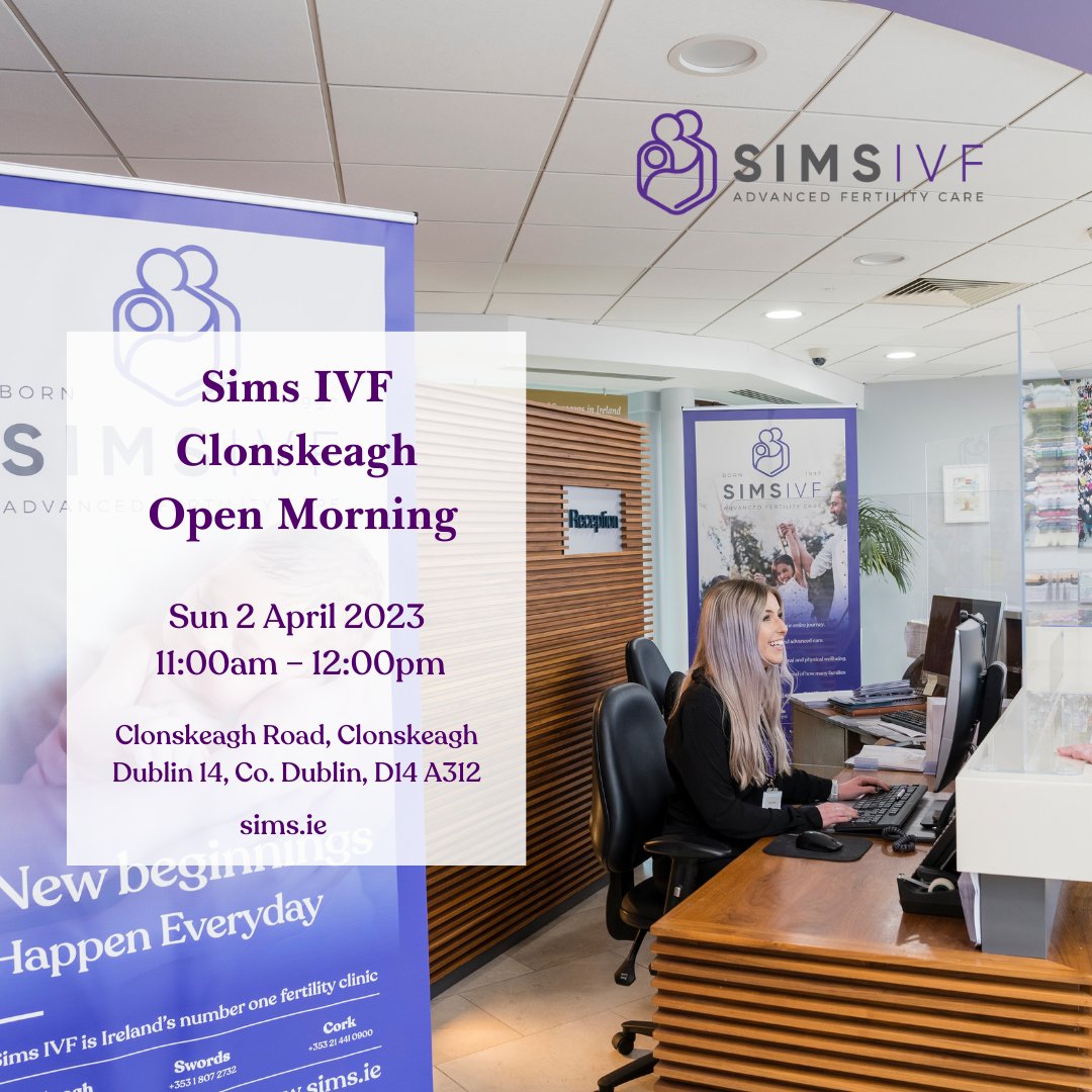 simsivf's tweet photo. Sims IVF Clonskeagh Open Morning
Sun 2 April 2023 | 11:00am – 12:00pm
Join us at our open morning in our Clonskeagh Clinic. 🤩 https://t.co/KRlZbWhKrx