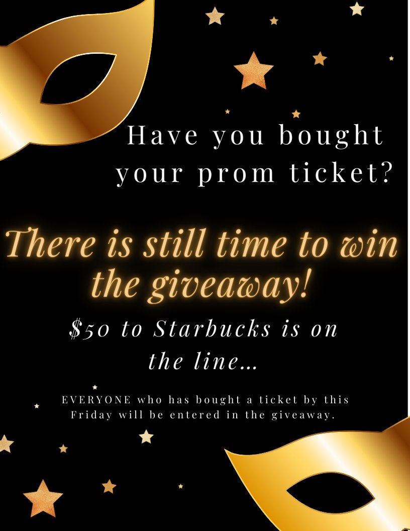 PTSACrossrdFLEX's tweet photo. Don’t forget to buy your ticket. Time is running out. ALL GRADES are invited to prom @crossroadsflex!  Buy your ticket here: https://t.co/IXwmJFwoiO https://t.co/mLA6xcdWsW