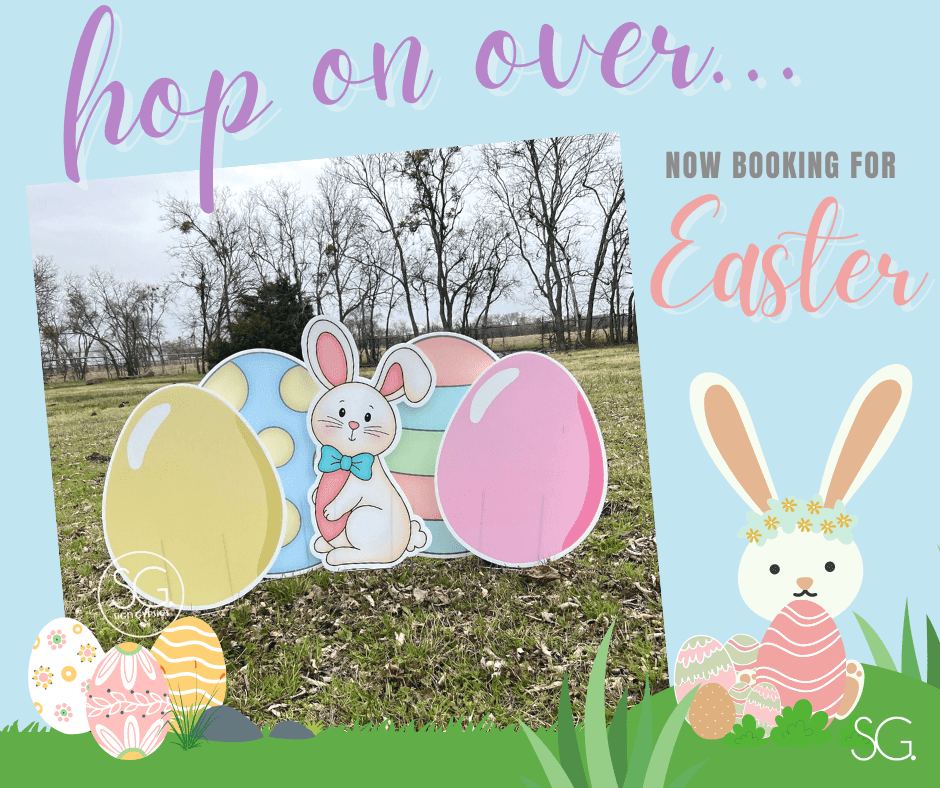 SGEastColumbus's tweet photo. Jump into the Easter season! Hop over to https://t.co/yeFNxWIpx4 to book your Easter or Egg Hunt greeting early! 
.
.
.
.
#signgypsies #egghunt #easter #eastersunday #yardgreeting #celebrate #booknow https://t.co/3Rxd6DUHoZ