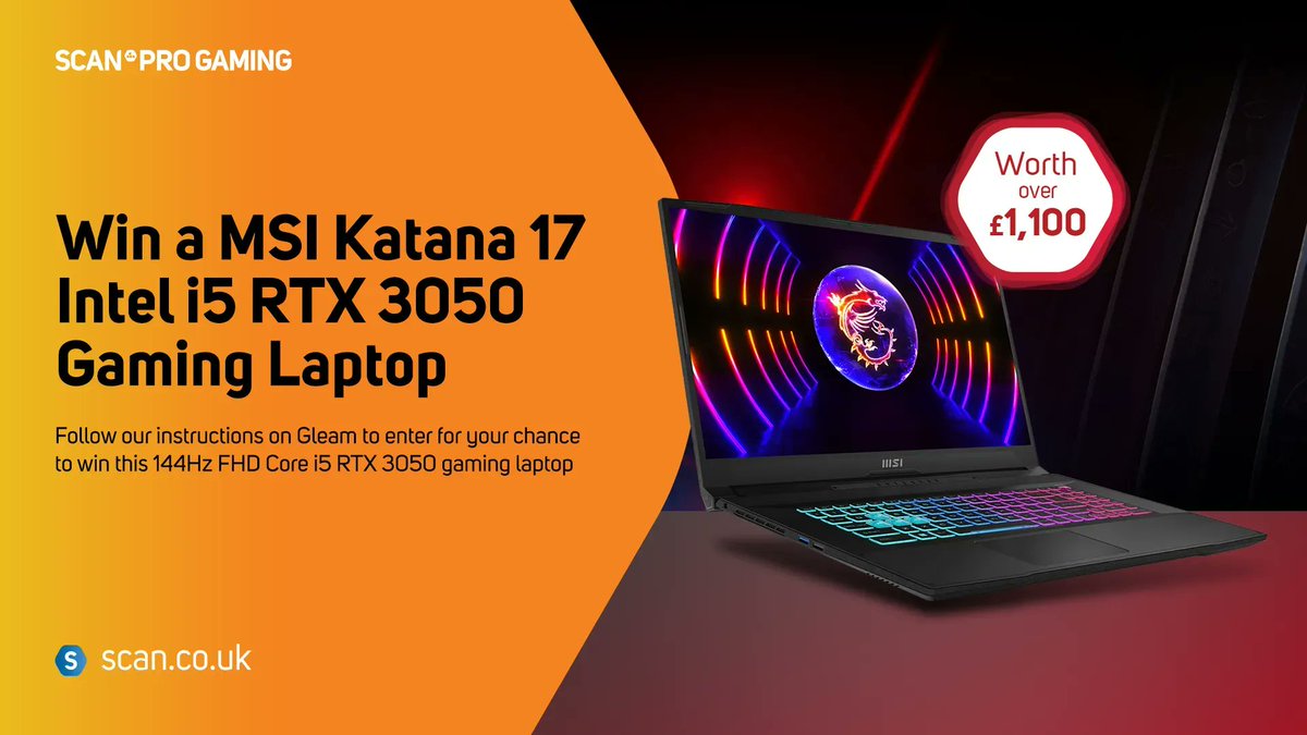 Our new #COMPETITION is now live! Enter on Gleam for a chance to win a <a href="/MSI__UK/">MSI UK</a> Katana 17 Intel i5 RTX 3050 Gaming Laptop! Enter here -&gt; bit.ly/400Ya4A