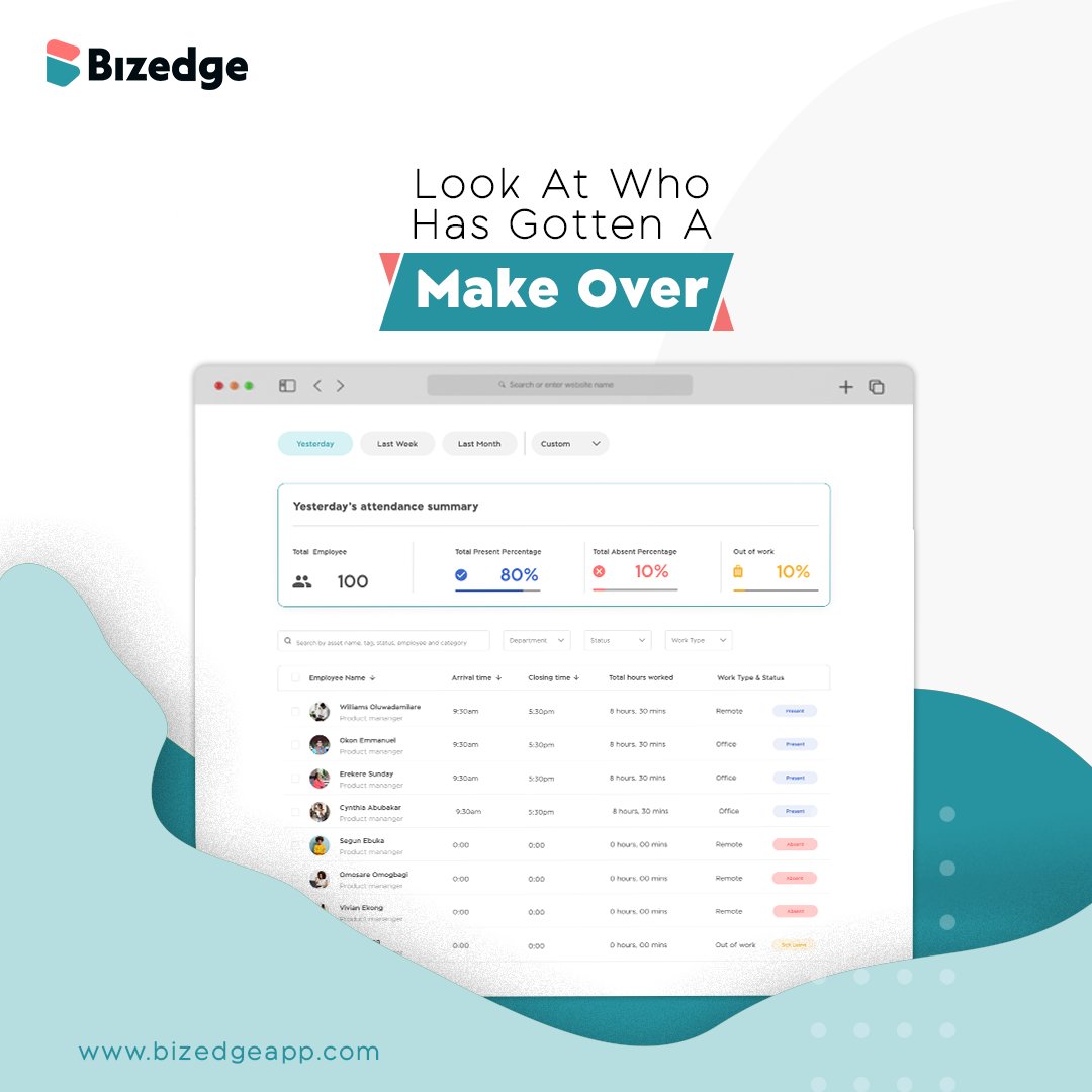 BizEdgeapp's tweet photo. Look at what  is coming in a new and upgraded version of themselves.

The new time and attendance dashboard give all the feels.

#new #dashboard #interface #newinterface #business #app #software #bizedge #bizedgeapp #timeandattendance https://t.co/Mws3WOxDyr