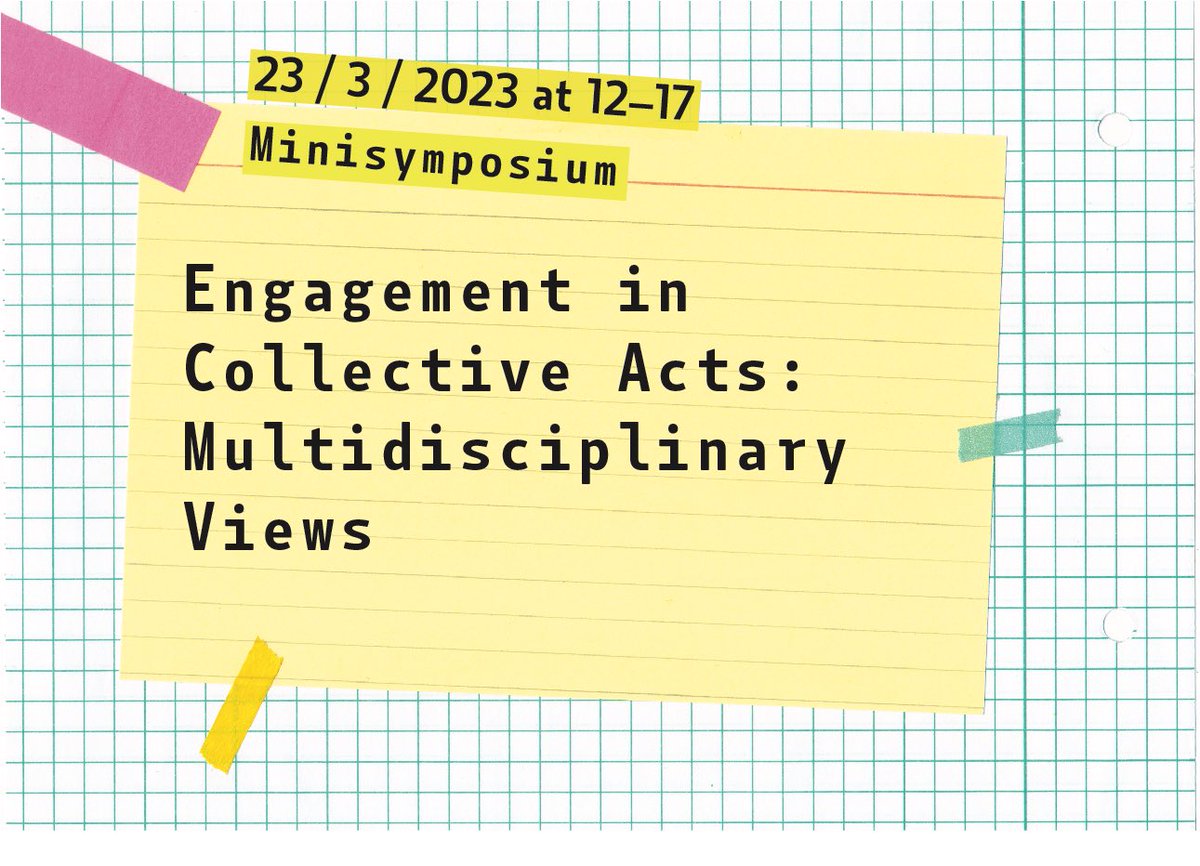 Welcome to our minisymposium Engagement in collective acts: multidisciplinary views More information about minisymposium and speakers on our websites: evolutioninaction.fi/minisymposium.…