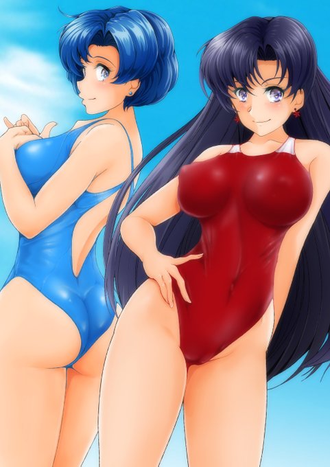 今日も過去絵!
亜美ちゃんレイちゃん競泳水着なのぜ。 