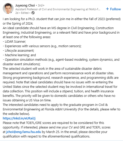 GodfreyPatrice's tweet photo. PhD position in Civil Engineering.
#PhDposition #PhD #Graduateposition https://t.co/g6zCov6oTL