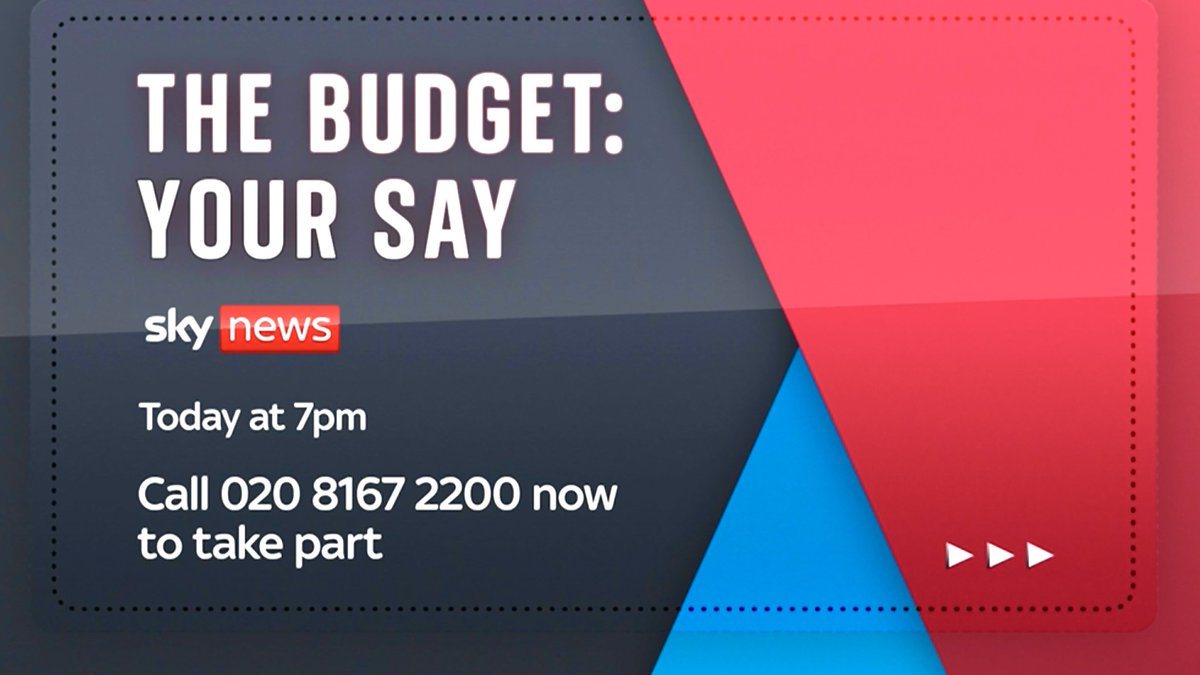 It's the Budget - join our top @SkyNews team @SophyRidgeSky @BethRigby @EdConwaySky @skynewsSam @gregmarsh for reaction and analysis - plus tonight we've a special Budget phone-in programme at 7pm with @emmaccrosby #BudgetDay #budget #skynews