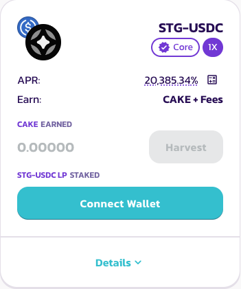 PancakeSwap's tweet photo. 📣 The @StargateFinance incentivised Farm is now live again on Ethereum PancakeSwap!
 
🥞 Stake $STG-USDC to earn $CAKE: https://t.co/Vp9gupAbRj
 
👉 APR will drop as liquidity increases https://t.co/DTjTdRDcsQ