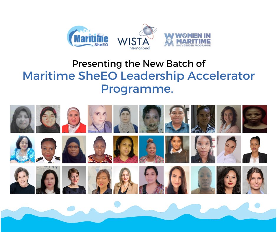 Here's the new batch of #MaritimeSheEO Leadership Accelerator Programme (LEAP)!

Congratulations to all of the new #SheEOs who are embarking on this journey

Thank you WISTA International and International Maritime Organization for their constant support.

#womeninmaritime