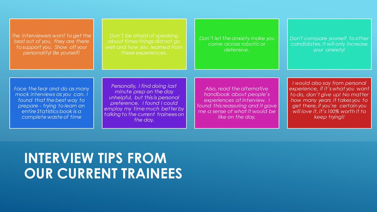 Some interview tips from our current trainees. We encourage you to try to not over prepare or compare yourselves to others. Try and think about how to look after yourself and show us who you are as a person. #DClinpsy