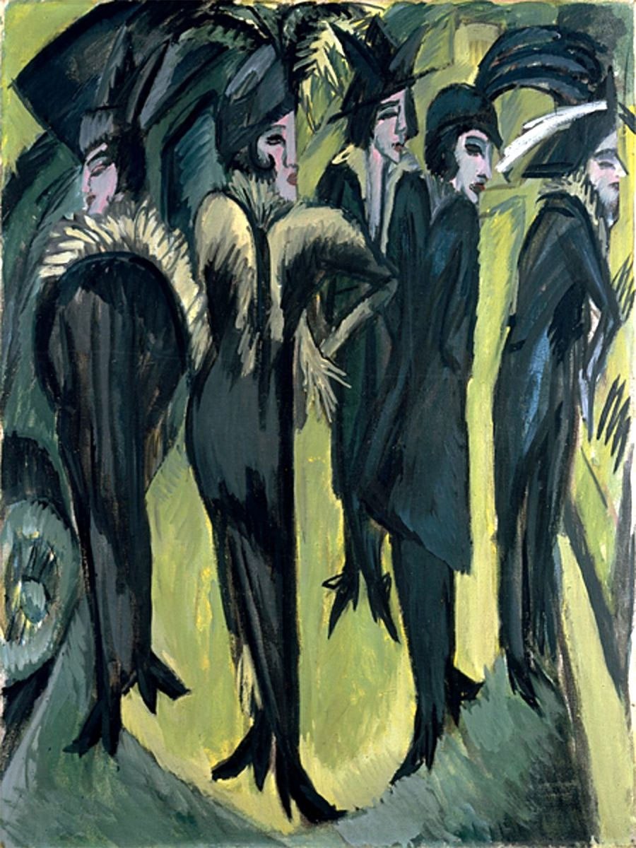 Art Inspiration For Today: Five Women on the Street by Ernst Ludwig Kirchner (German), oil on canvas, genre: Expressionism, 1913 #artinspirationfortoday #fivewomenonthestreet #ernstludwigkirchner #germanartist #oilpainting #expressionism #figurativeart #art #artontwitter
