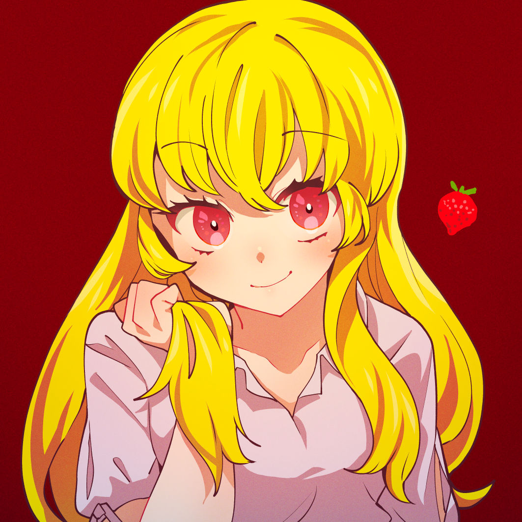 hoshimiya ichigo 1girl blonde hair solo long hair fruit smile food  illustration images