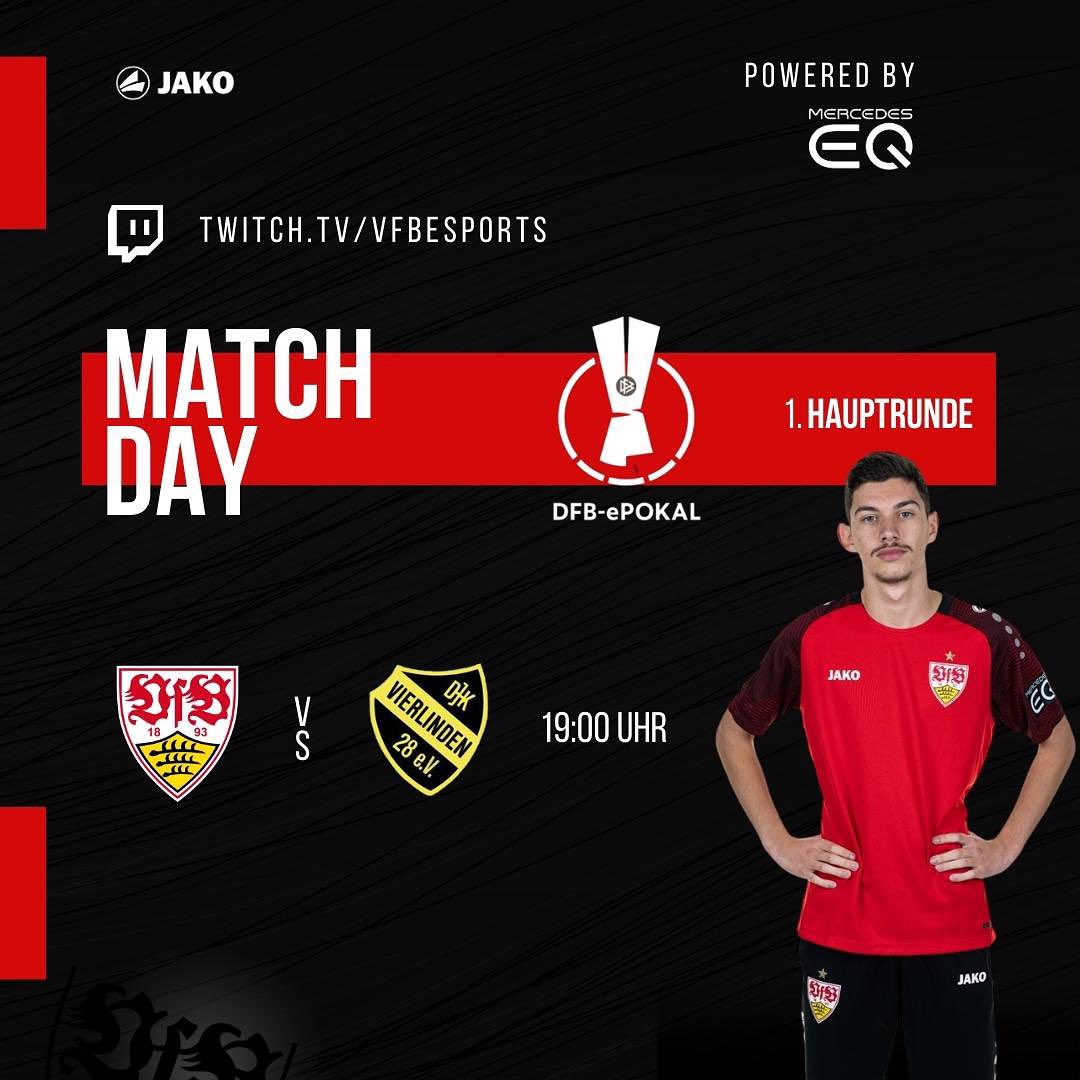 🏆 DFB-ePokal 🏆

Heute trifft unser Team in der 1. Hauptrunde auf das eSports Team <a href="/DJKVierlinden/">DJK Vierlinden</a> ⚽️

⏰ 19 Uhr
🎮 <a href="/_Denii_10/">Deniel Mutic</a> &amp; <a href="/Burak__May/">Burak May</a> &amp; <a href="/harterschuss22/">harterschuss22</a> 
🖥️ twitch.tv/vfbesports 

_
#VfB | #VfBeSports | #DFBePokal