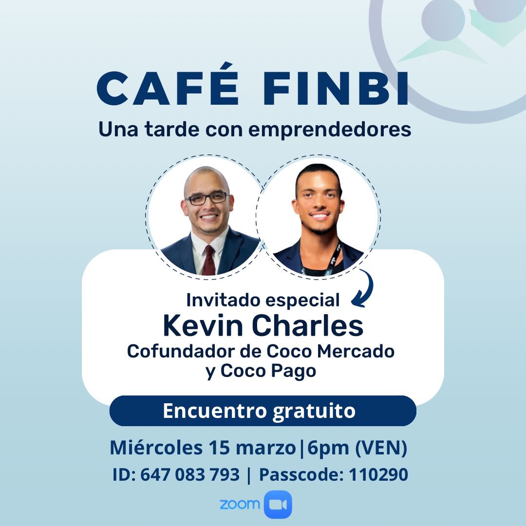 Hoy a las 6PM tendremos una nueva edición de nuestro Café <a href="/FINBI_/">FINBI</a>; en dónde conversáremos con Kevin Charles, cofundador de @CocoPagos y @CoConecta_Ve, y Alumni de @YCombinator, sobre los retos que ha enfrentado y las lecciones que ha aprendido como emprendedor. 

Los esperamos☕️