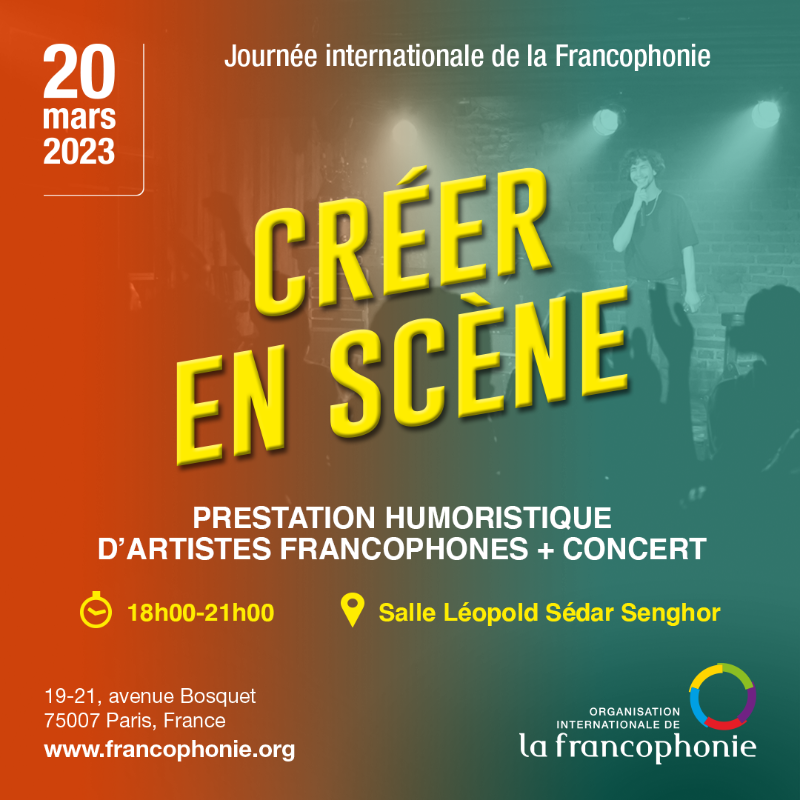 OIFrancophonie's tweet photo. #JournéedelaFrancophonie 

Soirée « Créer en scène » en direct du Siège de l'OIF à Paris avec les humoristes Michael Sengazi, @kimmenyi, @LaetitiaMampaka, Alice Lombard et le rappeur @aboutall09 !

📅 20 mars 
🕙 18h GMT+1
📺notre chaîne #YouTube

👉🏽 https://t.co/VbZHMIeM6K https://t.co/gkSYbcZOw4