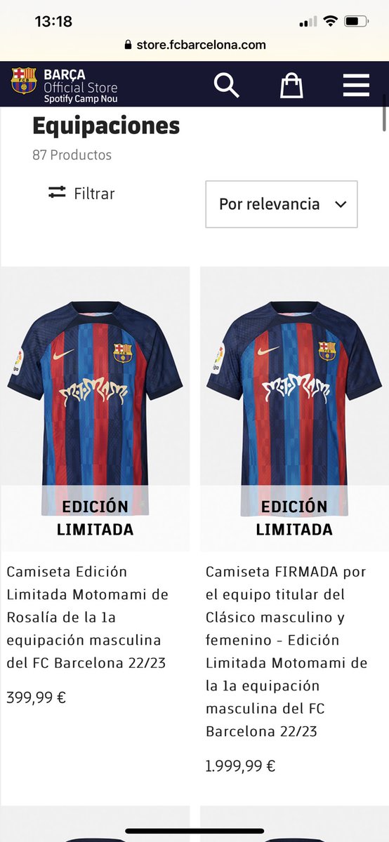 MarinnaBM's tweet photo. @FCBarcelona_es @Spotify @rosalia Hola @FCBarcelona_es soy muy fan de @rosalia y del Barça pero esto me parece una barbaridad! 400€ por la camiseta normal con el logo de Motomami?! ( y mira que amo a Rosalía!) y mejor no hablar de la firmada. Lloro porque me quedo sin ella. Era una pasada ! 😭 https://t.co/IkHgF5ilR3