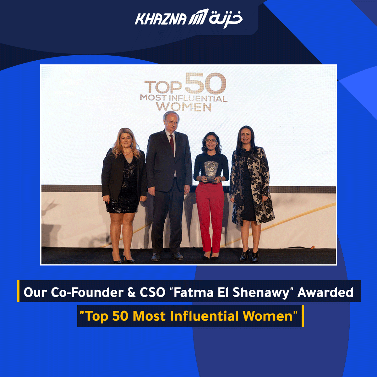 Congratulations to our Co-Founder and CSO 'Fatma El Shenawy' for winning the 'Top 50 Most Influential Women' Award.
Thanks @Top50WomenForum 
#Fintech #top50womenforum