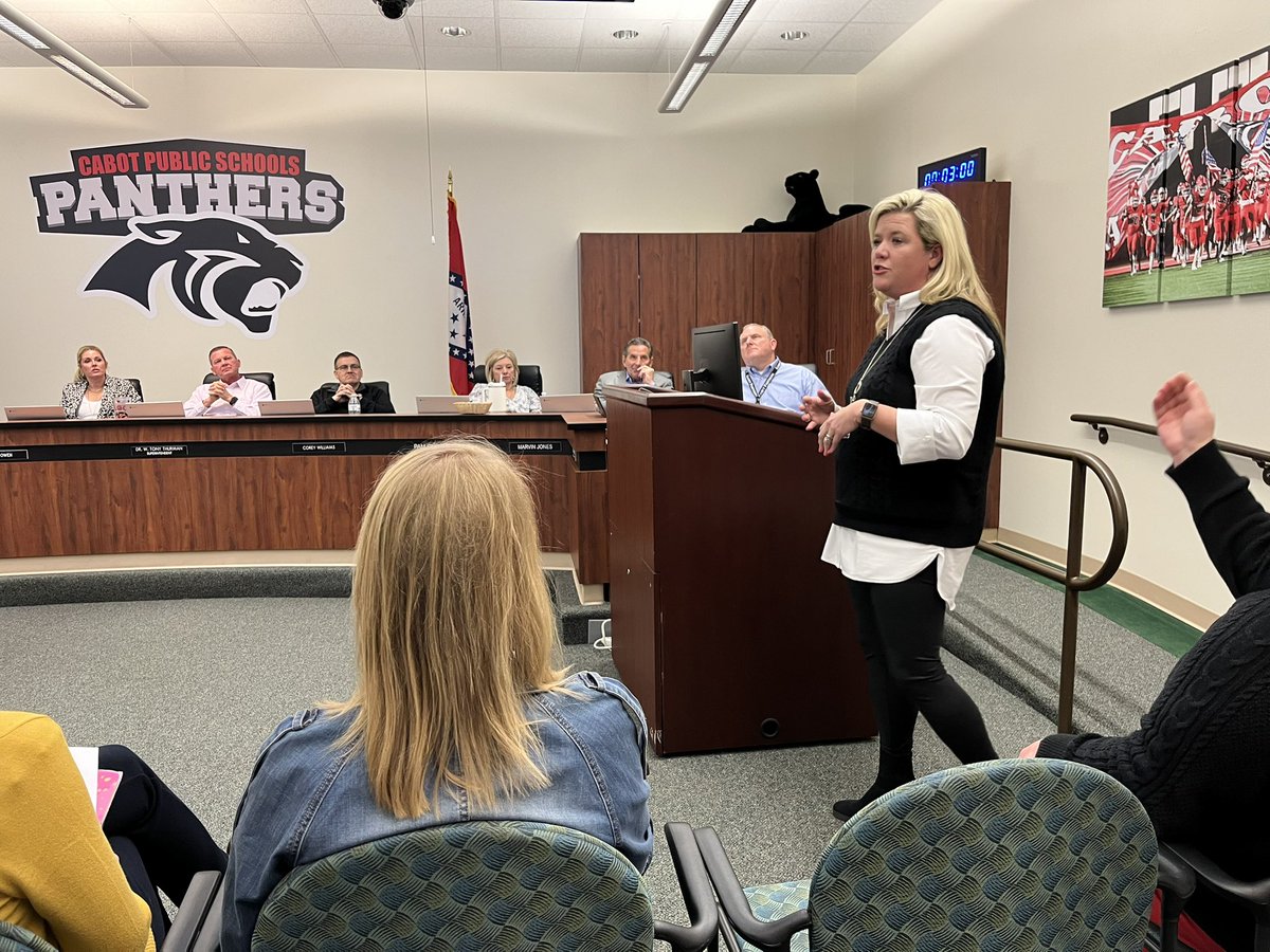 BrigLeane's tweet photo. I attended the @cabotsd school board meeting last night where @CabotFA educators presented on the Why & How of the PLC process. I am so thankful to be a small part of the great work going on here! #plc4ar #atplc https://t.co/6gp5BjzUcr