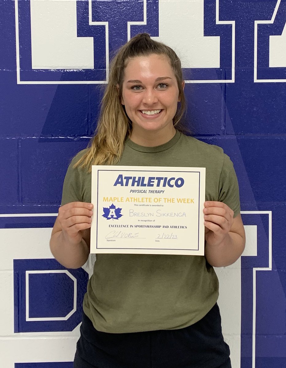 maples_adrian's tweet photo. Closing out the winter sports season with our final Athletico Athletes of the Week. 
Breslynn Sikkenga- Girls Powerlifting
Jada Robertson- Girls Bowling
Sean Parker- Boys Basketball 
London Rising- Boys Swim
Congratulations to all!! #GoMaples @wlen1039 @965TheCave @lenaweesports https://t.co/0xbMz8t5c0