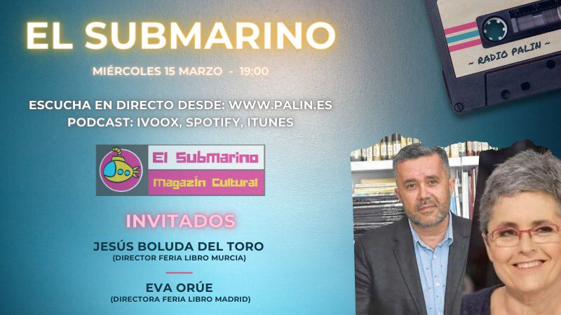 Vuelve "El submarino" (Bancal de los artistas) con su segunda temporada. Ahora emitiendo desde nuestro nuevo estudio en LA NAVE de Puente Tocinos y emitiendo en directo desde la web de Asoc. PALIN Creadores y Artistas ¡Os esperamos!
🎙directo: palin.es