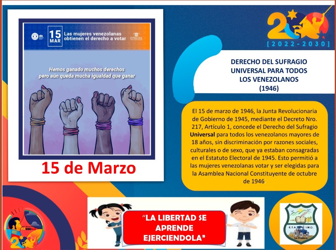 15deMarz //#TachiraMunicipio #Jauregui 
#JuntosPorLaEducacionDelFuturo 
ETA IMO RESALTANDO EFEMERIDE DEL DIA @MPPEDUCACION
<a href="/Berzabethg1/">Berzabethgandicaoficial</a> <a href="/_LaAvanzadora/">Yelitze Santaella</a> @ZonaEducTachira <a href="/Crazet2011/">Crazet2011</a> <a href="/CRAJAUREGUI2/">CRAJAUREGUI</a> @educ_jauregui <a href="/CLIFPJauregui/">CLIFPMV Jáuregui</a> <a href="/TecnicasTachira/">Escuelas Técnicas Táchira</a>