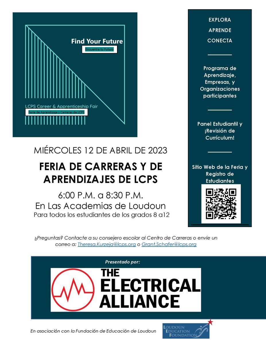 Student registration is now open for the LCPS Career &amp; Apprenticeship Fair! Scan the QR code or visit lcps.org/Page/211941 <a href="/LCPSOfficial/">LCPS News</a> <a href="/LCPS_Counseling/">LCPSSchoolCounseling</a> <a href="/JenEvansLCPS/">Jen Evans</a>