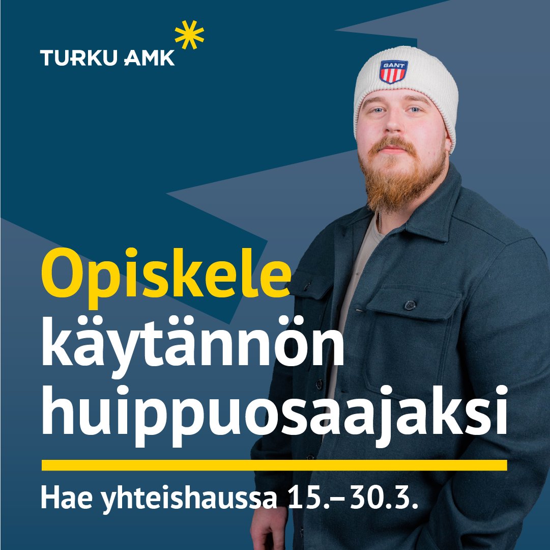 Kevään yhteishaussa on tarjolla laaja valikoima sosiaali- ja terveysalan koulutuksia! Tutustu ja hae 30.3. klo 15 mennessä: turkuamk.fi/haku. Meiltä <a href="/TurkuAMK/">Turun ammattikorkeakoulu</a>:sta valmistuu käytännön huippuosaajia. 💪

#TurkuAMK #yhteishaku
