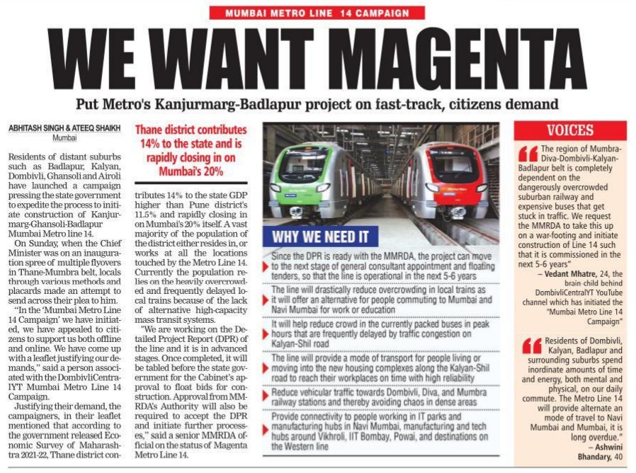 VedantMhatre1's tweet photo. Authorities, please Fast-Track #MetroLine14 & #MetroLine13 fr the people of Dombivli-Badlapur & Vasai-Virar belts & all other metro lines across Mumbai.
Mentioned regions especially are facing severe overcrowding & HUNDREDS falling off-of trains every year https://t.co/qmFebjv145