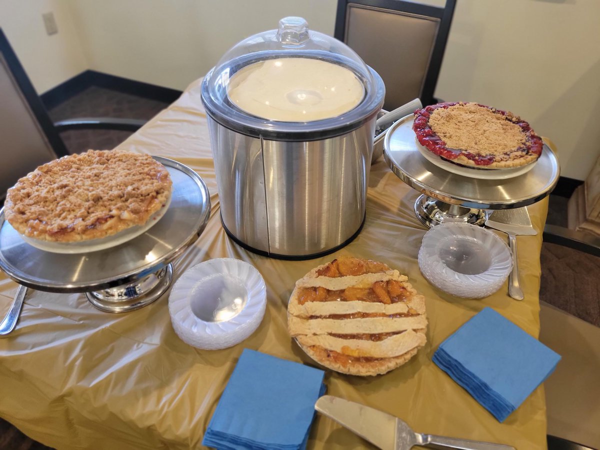 March 14th is Pie Day and what better way to celebrate than with delicious pies from our dietary team. We had Cherry, Apple, Peach, and Butterscotch with a scoop of vanilla ice cream! #TrilogyLiving #PieDay #March14