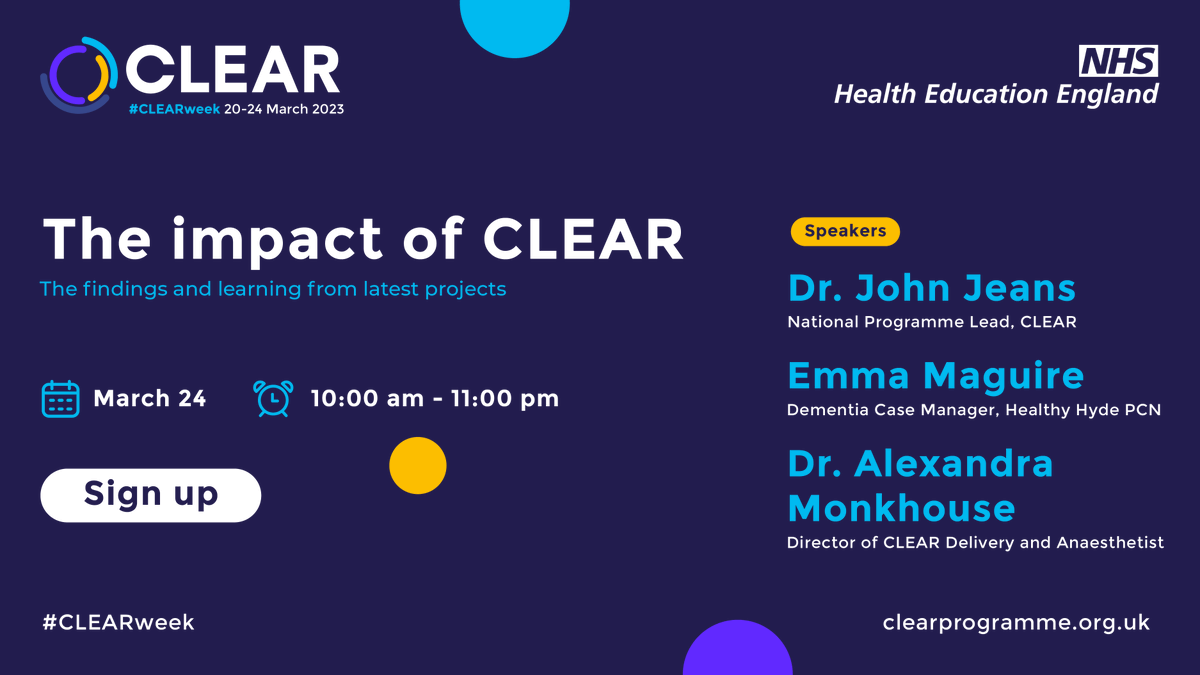 clear4care's tweet photo. Don't miss our impact session next Friday as part of #CLEARweek 2023 - we'll be unveiling the learning from our new #UEC report & hearing from Emma Maguire from @HealthyHyde on the pilot of a new #dementia case management service @NHS_GM
Sign up today! https://t.co/G5GLLUxrpp 📅 https://t.co/lPlihVO9KW