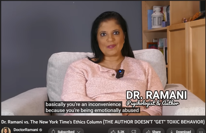 57,594 views  9 Mar 2023
SIGN UP FOR MY HEALING PROGRAM: https://doctor-ramani.teachable.com/p...

LISTEN TO MY NEW PODCAST "NAVIGATING NARCISSISM"
Apple Podcasts: https://podcasts.apple.com/us/podcast...
Spotify: https://open.spotify.com/show/2fUMDuT...
Stitcher: https://www.stitcher.com/podcast/how-...
iHeart Radio: https://www.iheart.com/podcast/1119-n...

DISCLAIMER: THIS INFORMATION IS FOR EDUCATIONAL PURPOSES ONLY AND IS NOT INTENDED TO BE A SUBSTITUTE FOR CLINICAL CARE. PLEASE CONSULT A HEALTH CARE PROVIDER FOR GUIDANCE SPECIFIC TO YOUR CASE. THIS VIDEO DISCUSSES NARCISSISM IN GENERAL. 

THE VIDEO DOES NOT REFER TO ANY SPECIFIC PERSON, AND SHOULD NOT BE USED TO REFER TO ANY SPECIFIC PERSON, AS HAVING NARCISSISM. PERMISSION IS NOT GRANTED TO LINK TO OR REPOST THIS VIDEO, ESPECIALLY TO SUPPORT AN ALLEGATION THAT THE MAKERS OF THIS VIDEO BELIEVE, OR SUPPORT A CLAIM, THAT A SPECIFIC PERSON IS A NARCISSIST. THAT WOULD BE AN UNAUTHORIZED MISUSE OF THE VIDEO AND THE INFORMATION FEATURE