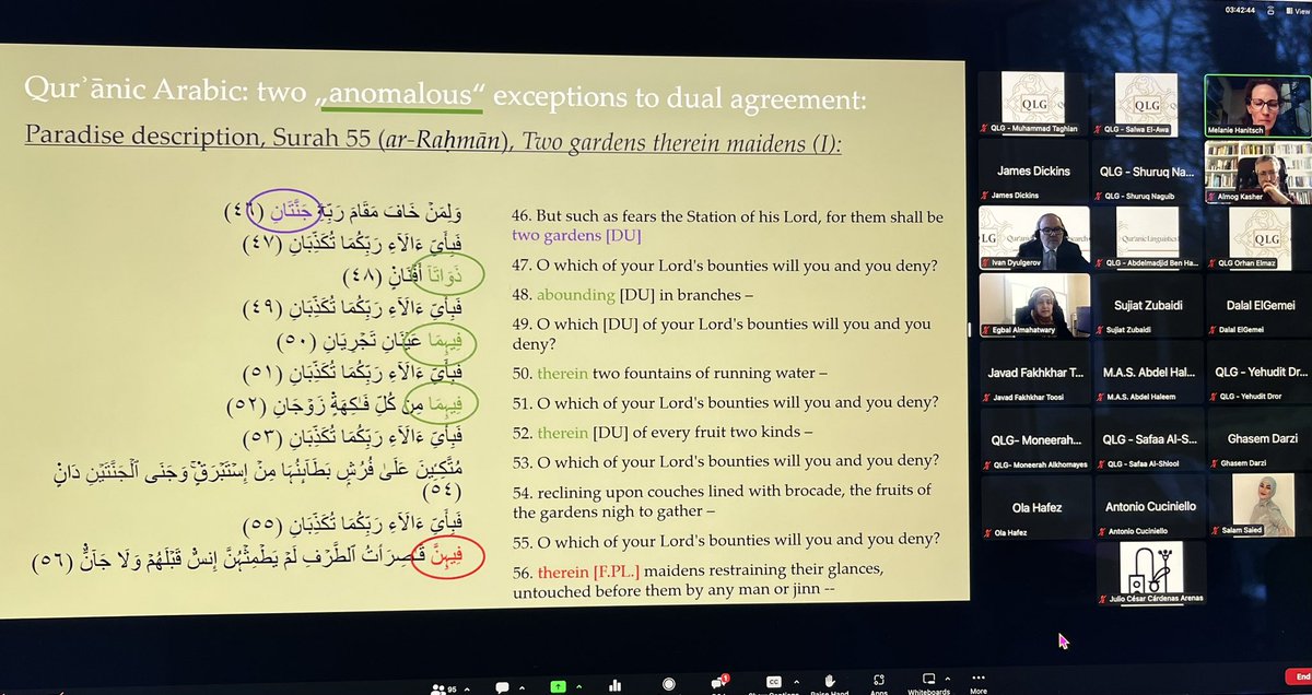 Does the #Quran show signs of the disappearance of the #Arabic dual form? @MelanieHanitsch presents her argument during #QLG #conference
#Quraniclinguisitics #linguistics #quranicstudies <a href="/Swansea_AppLing/">SU Applied Linguistics</a> <a href="/SwanseaUni_LTI/">Swansea Uni: MFL, Translation and Interpreting</a> <a href="/SUCulture_Comm/">School of Culture and Communication</a> <a href="/SwanseaUni/">Swansea University</a>
