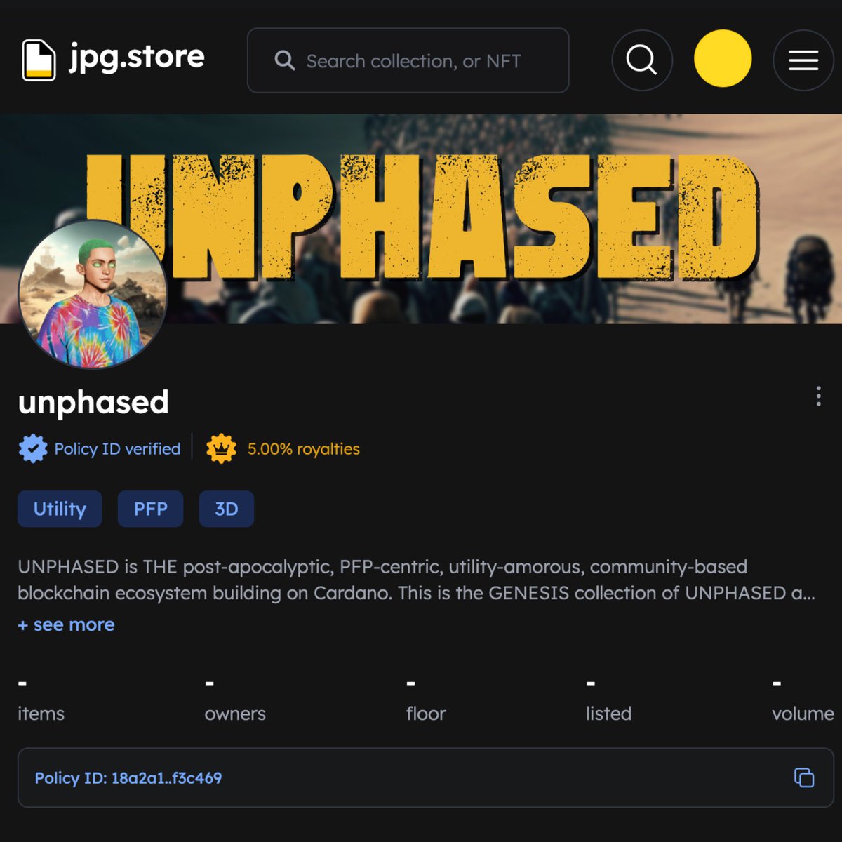 🌵 4 HOURS 

UNPHASED is officially verified on <a href="/jpgstoreNFT/">jpg.store</a> 

MINT will go live at 5PM UTC, only use this link
👉 unphased.peppermintnft.io

Remain Unphased ♥️

#CNFT #CNFTCommunity #Mint #NFT